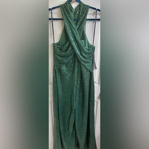 RACHEL Rachel Roy Sz XL Green Goddess Sequin Halterneck Jumpsuit